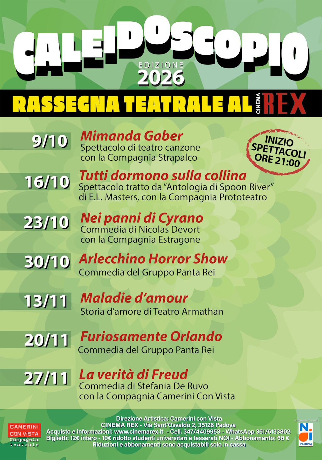 CALEIDOSCOPIO 2026- Rassegna teatrale al Cinema REX