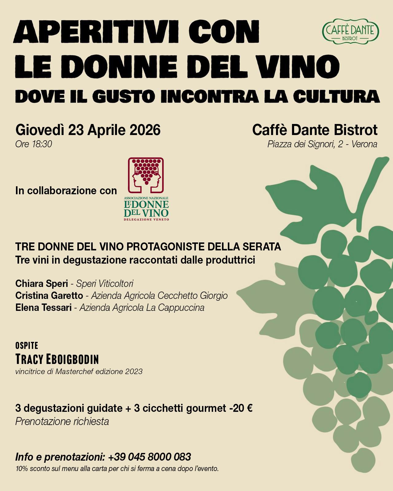APERITIVO CON LE DONNE DEL VINO AL CAFFÈ DANTE BISTROT DI VERONA