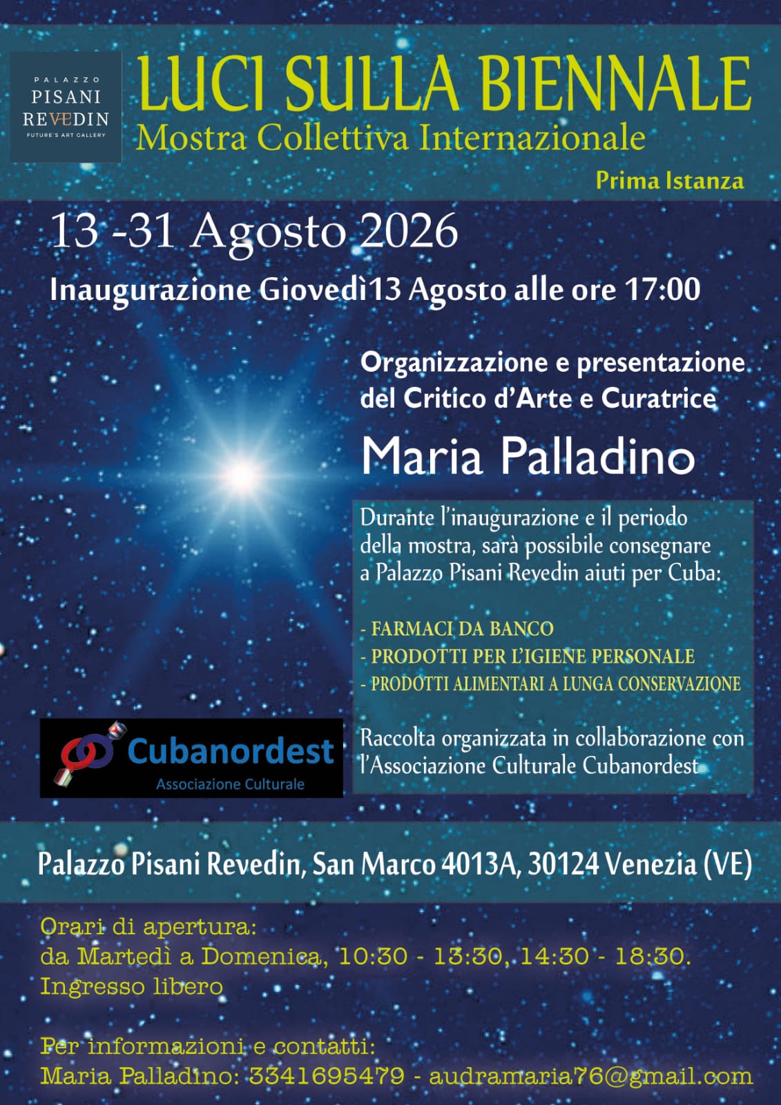 Mostra Collettiva Internazionale “Luci sulla Biennale” Prima istanza